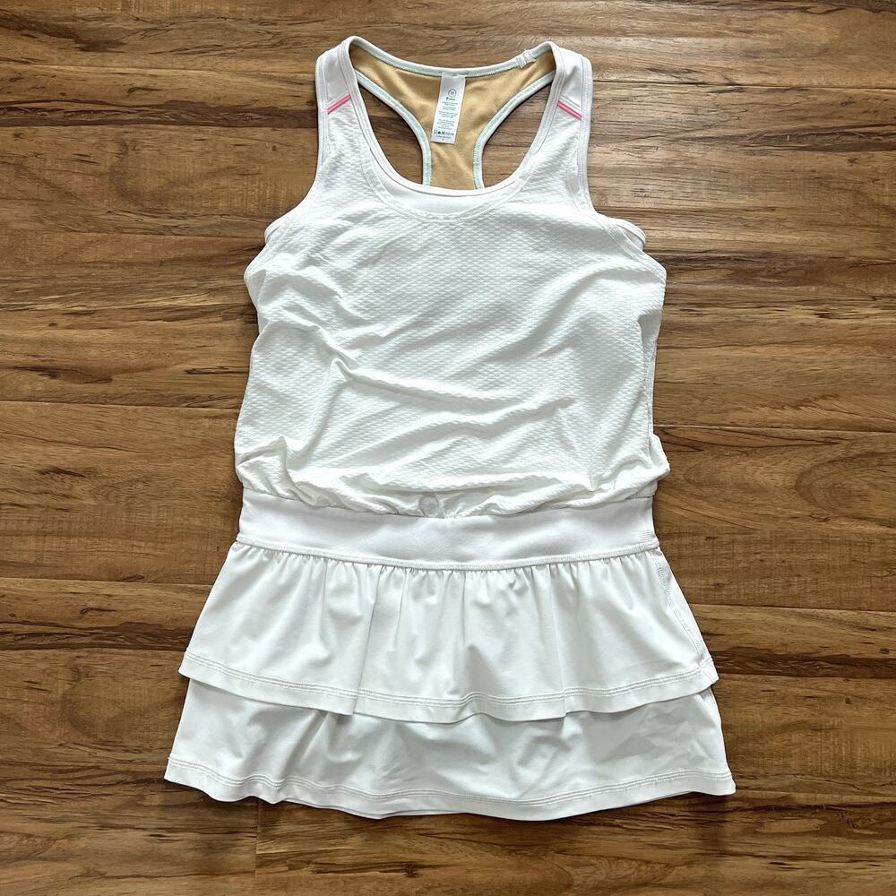 Ivivva by Lululemon White Pink Cool On The Court Dress Racerback Romper Girl 12